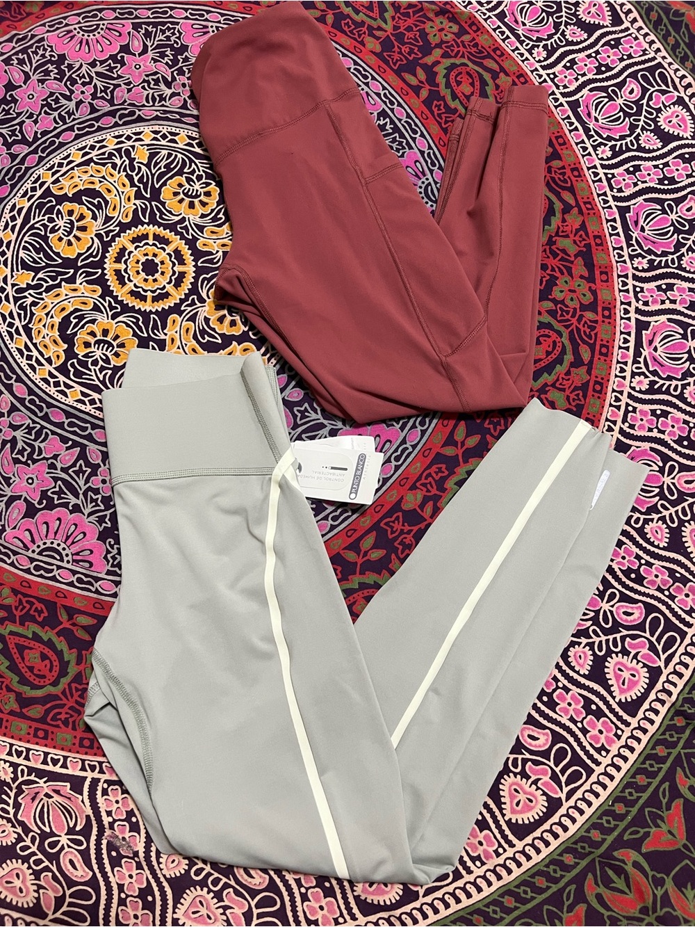 Women's Bundle High-Waist Active Leggings - Dusty Rose & Light Gray size S